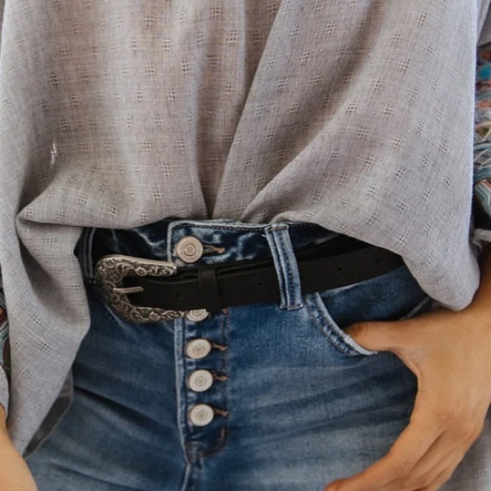 Vintage style Fabulous Western Black Vegan Belt
